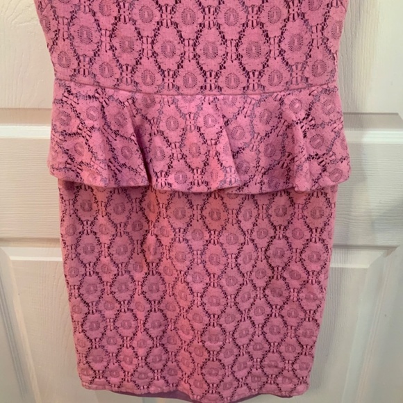 ADRIANNA PAPELL LILAC LACE WEDDING OCCASION PENCIL PEPLUM DRESS SIZE 10 - Picture 5 of 8